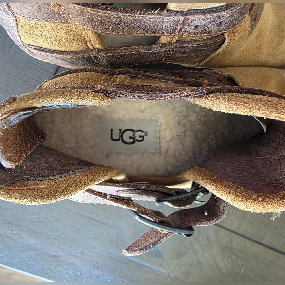 UGG Tan Suede Patsy Chestnut Buckle Ankle Booties- Womens SZ 6 - Picture 11 of 11